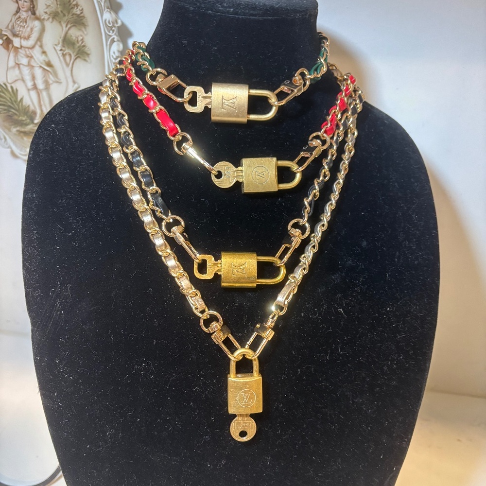 Louis Vuitton Brass Lock & Key Unbranded Necklace # (2) 227, 311, 319, and 209.
